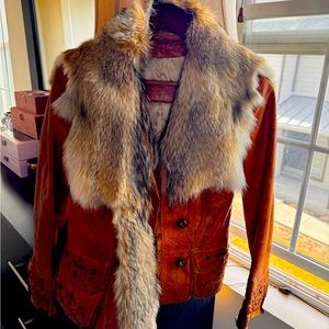 Natural leather, natural fox fur